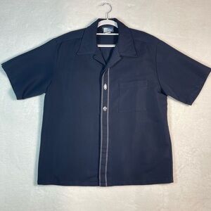 Navy Button-Up Bowling Shirt by Kik Wear Industries